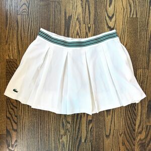 Lacoste x Bandier White Pleated Tennis Skirt | Built-In Shorts | US XL (EU 46)